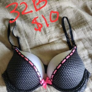 Victoria's Secret Black Bra with Pink Trim
